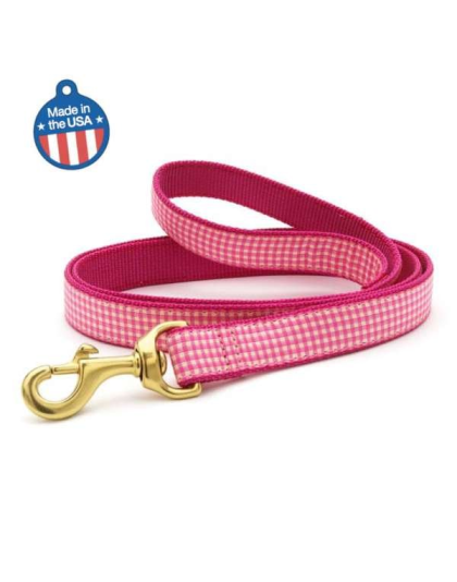 Pink Gingham - Pink Gingham Collar or Leash - Medium