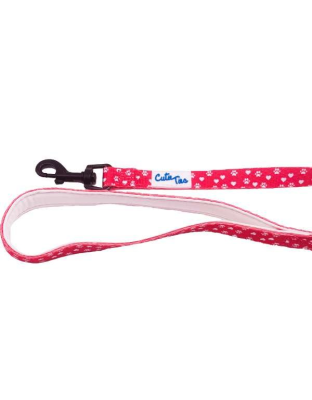 Paw Prints & Hearts Red - Cutie Ties Fun Design Dog Leash - Small