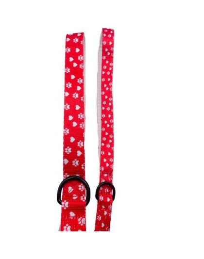 Paw Prints & Hearts Red - Cutie Ties Fun Design Dog Leash - Small