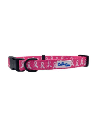 Breast Cancer Awareness Pink - Cutie Ties Fun Design Dog Collar - Small
