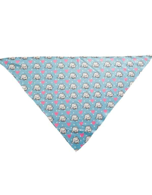 Elephant Love Blue - Cutie Ties Tie On Dog Bandana - Small