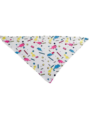 Dino Doggy White - Cutie Ties Tie On Dog Bandana - Small