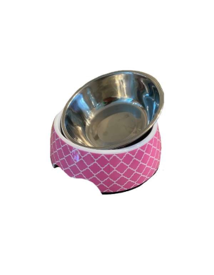 Cutesy Pink - Cutie Ties Dog Bowl - Medium