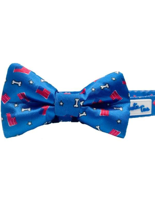 Red, White and Bones - Cutie Ties Dog Bow Tie - One Size