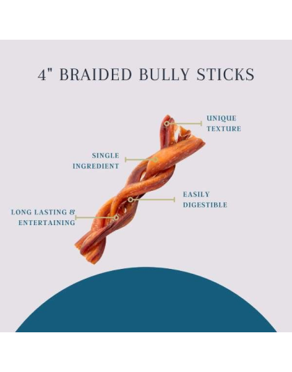 Platinum Pet Treats - 4" Braided Bully Sticks - 8oz