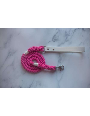 White|Pink - Biothane & Rope Leash Combo - 4 ft