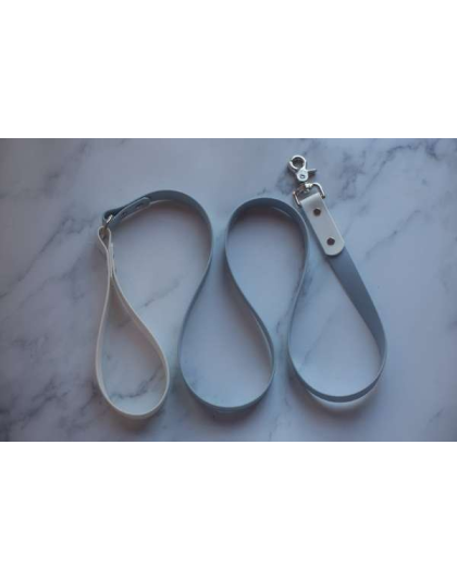 Pastel Blue|White - Biothane Leash - Two Toned - Style 2 - 5 ft