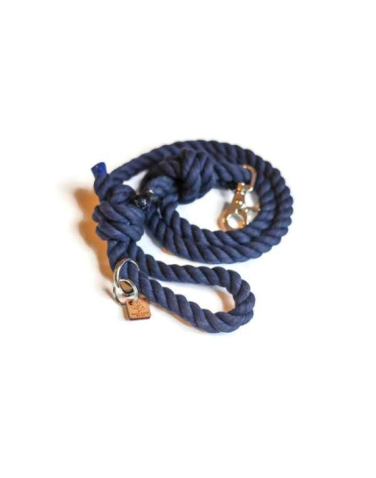 Navy - Knotted Rope Dog Leash - 4 ft