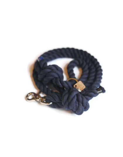 Navy - Knotted Rope Dog Leash - 5 ft