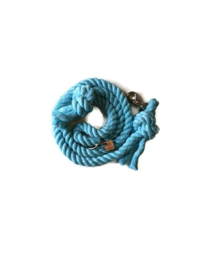 Aqua  - Knotted Rope Dog Leash - Traffic Lead (2 ft)
