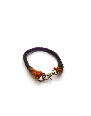 Black, Orange, and Purple  - Rope Dog Collar - 14 inches