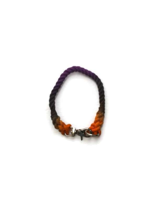 Black, Orange, and Purple  - Rope Dog Collar - 17 inches