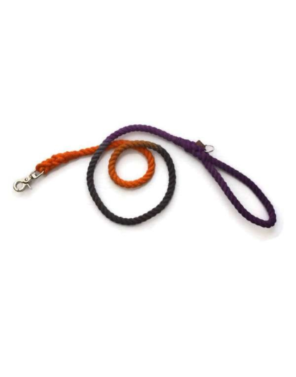 Black, Orange, and Purple  - Rope Dog Leash - 6 ft