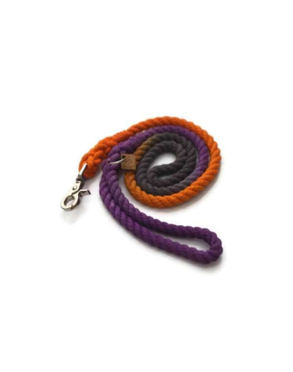 Black, Orange, and Purple  - Rope Dog Leash - 6 ft