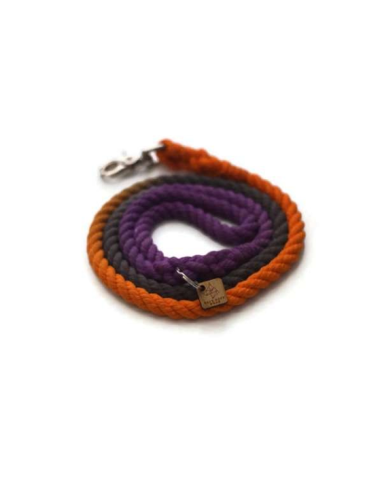 Black, Orange, and Purple  - Rope Dog Leash - 6 ft