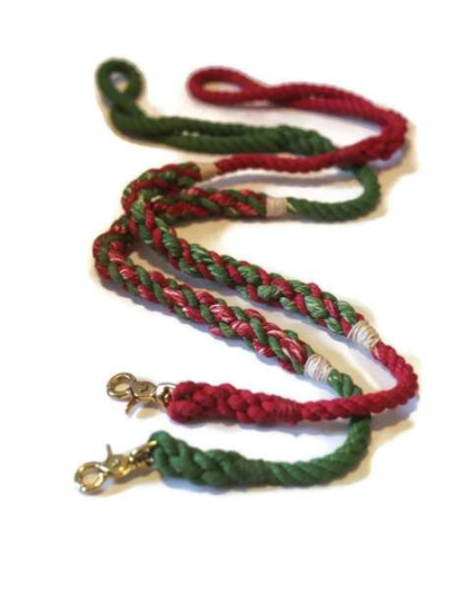 Green and Red  - Rope Dog Leash - 4 ft