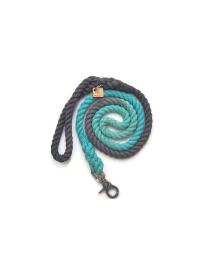 Grey and Aqua  - Rope Dog Leash - 4 ft