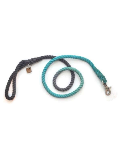 Grey and Aqua  - Rope Dog Leash - 4 ft