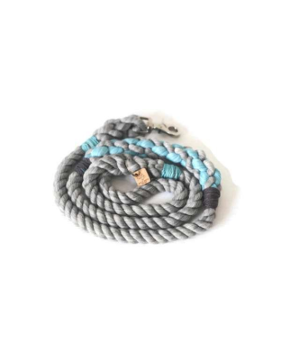 Grey and Aqua 2 - Rope Dog Leash - 5 ft