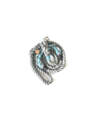 Grey and Aqua 2 - Rope Dog Leash - Traffic Lead (2 ft)