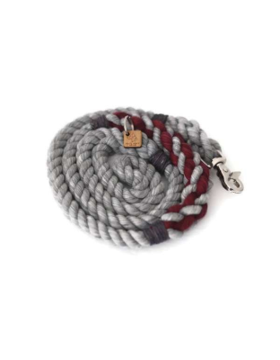 Grey and Burgundy  - Rope Dog Leash - 4 ft