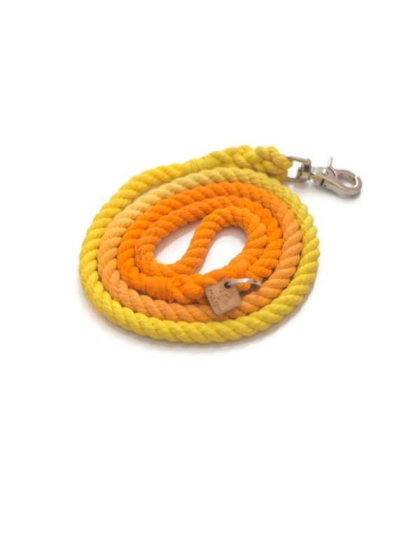 Orange and Yellow  - Rope Dog Leash - 5 ft