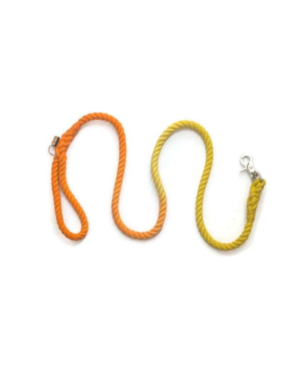 Orange and Yellow  - Rope Dog Leash - 5 ft