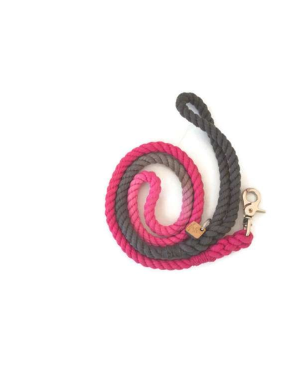 Pink and Grey  - Rope Dog Leash - 4 ft