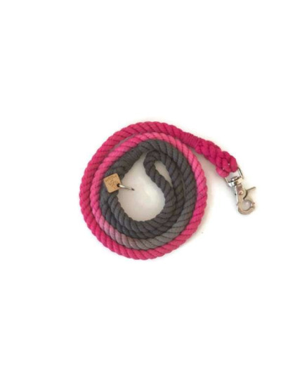 Pink and Grey  - Rope Dog Leash - 4 ft