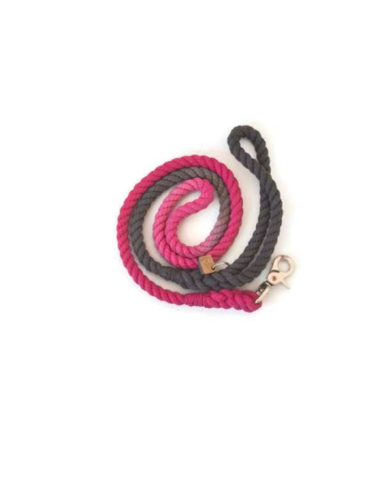 Pink and Grey  - Rope Dog Leash - 4 ft