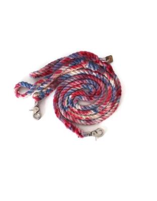 Red, White and Blue Tie Dye  - Rope Dog Leash - Traffic Lead (2 ft)
