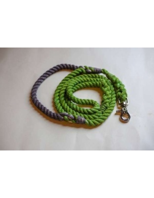 Green | Grey - Rope Dog Leash with Traffic Handle - 4 ft