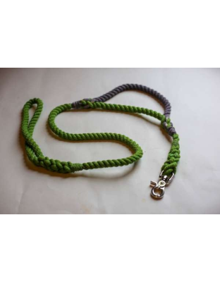 Green | Grey - Rope Dog Leash with Traffic Handle - 6 ft