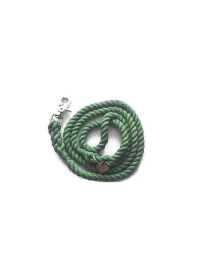 Green - Single Color Rope Dog Leash - 4 ft