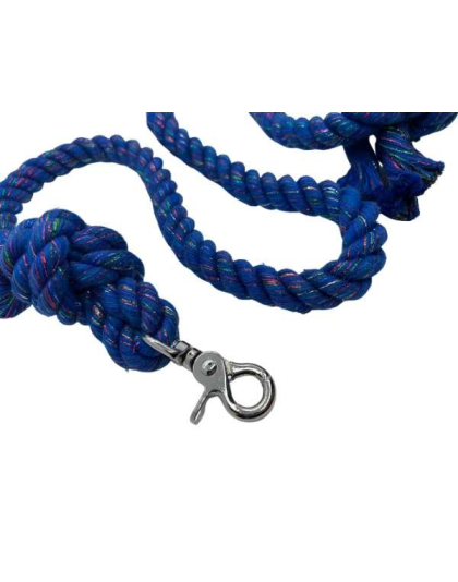 Blue - Sparkle Rope Dog Leash - 4 ft