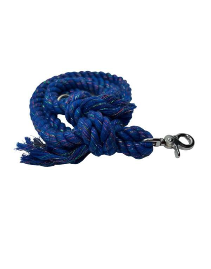 Blue - Sparkle Rope Dog Leash - 5 ft