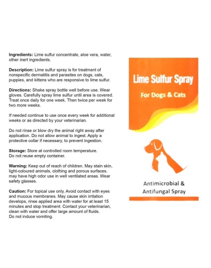 Classic's Lime Sulfur Spray Pet Care for Dry and Itchy Skin - 12 fl oz