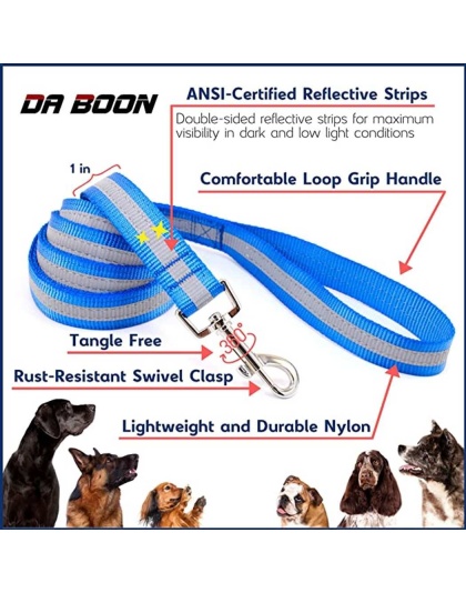 Black - Da Boon Original Double-Sided Reflective Leash