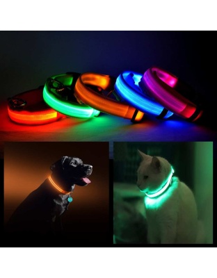 Orange - LED PET Safety Halo Style Collar - Large