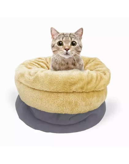 Grey - GOOPAWS 4 in 1 Self Warming Burrow Cat Bed, Pet Hideway Sleeping Cuddle Cave - 22" x14" x10"