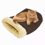 Coffee - GOOPAWS 4 in 1 Self Warming Burrow Cat Bed, Pet Hideway Sleeping Cuddle Cave - 22" x14" x10"