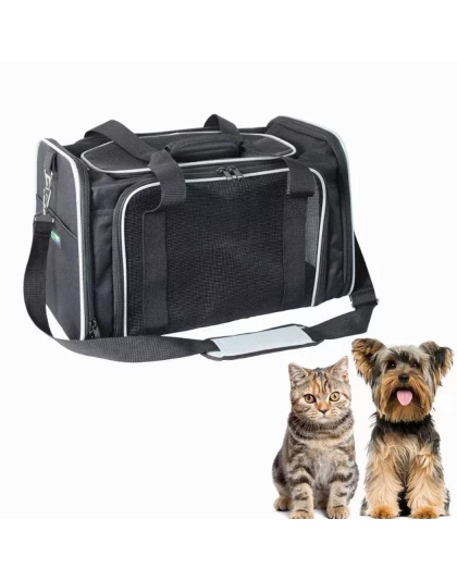 Black / Grey - GOOPAWS Soft-Sided Kennel Pet Carrier for Small Dogs, Cats, Puppy, Airline Approved Cat Carriers Dog Carrier Collapsible, Travel Handbag & Car Seat - 17" x 10" x 11.5"