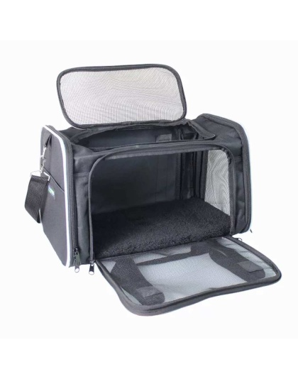 Black / Grey - GOOPAWS Soft-Sided Kennel Pet Carrier for Small Dogs, Cats, Puppy, Airline Approved Cat Carriers Dog Carrier Collapsible, Travel Handbag & Car Seat - 17" x 10" x 11.5"