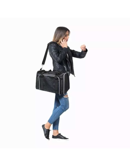 Black / Grey - GOOPAWS Soft-Sided Kennel Pet Carrier for Small Dogs, Cats, Puppy, Airline Approved Cat Carriers Dog Carrier Collapsible, Travel Handbag & Car Seat - 17" x 10" x 11.5"