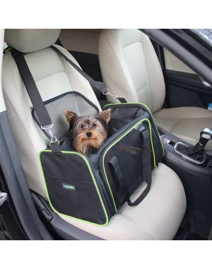 Black / Green - GOOPAWS Soft-Sided Kennel Pet Carrier for Small Dogs, Cats, Puppy, Airline Approved Cat Carriers Dog Carrier Collapsible, Travel Handbag & Car Seat - 19" x 12" x 12"