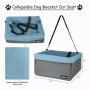 Grey - JESPET & GOOPAWS Dog Booster Seats for Cars, Portable Dog Car Seat Travel Carrier with Seat Belt for 24lbs Pets - 16" L x 13" D x 9" H
