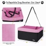 Pink - JESPET & GOOPAWS Dog Booster Seats for Cars, Portable Dog Car Seat Travel Carrier with Seat Belt for 24lbs Pets - 16" L x 13" D x 9" H