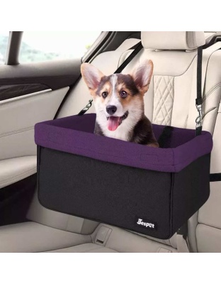 Purple - JESPET & GOOPAWS Dog Booster Seats for Cars, Portable Dog Car Seat Travel Carrier with Seat Belt for 24lbs Pets - 16" L x 13" D x 9" H