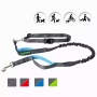 Blue - JESPET Hands Free Dog Leash for Running, Walking, Hiking Jogging for Medium & Large Dogs up to 150lbs, Durable Dual Handle Waist Leash with Reflective Bungee and Adjustable Waist - 1'' x 48''