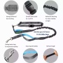 Blue - JESPET Hands Free Dog Leash for Running, Walking, Hiking Jogging for Medium & Large Dogs up to 150lbs, Durable Dual Handle Waist Leash with Reflective Bungee and Adjustable Waist - 1'' x 48''